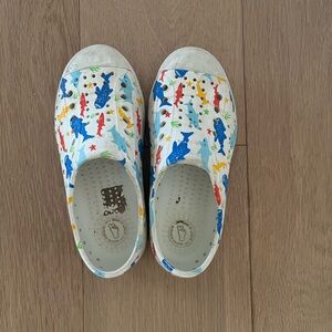 Native Jefferson Water Shoes White and Blue Perforated Design